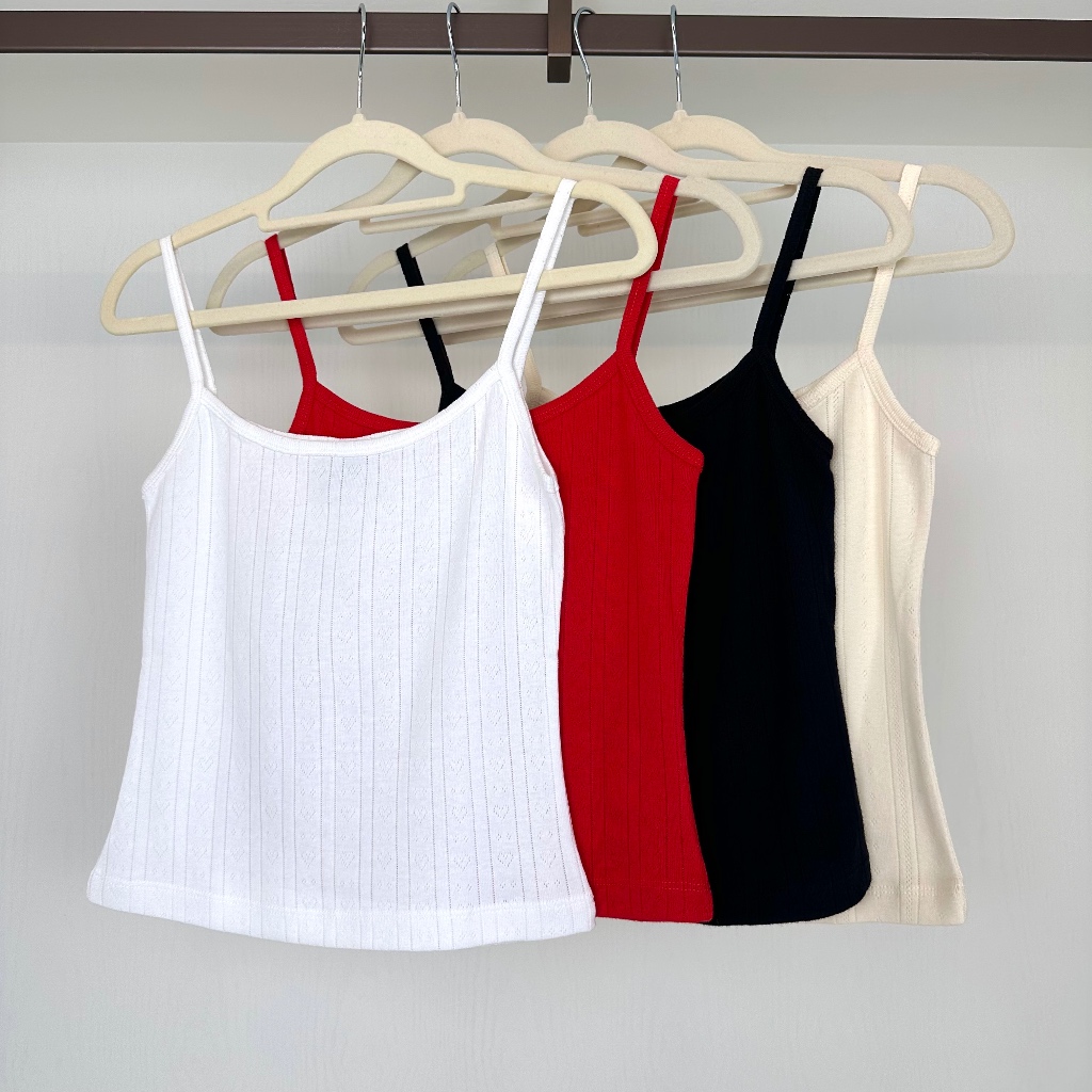 NOUVELLI pointelle heart camisole เสื้อสายเดี่ยวลายฉลุหัวใจ เสื้อกล้าม
