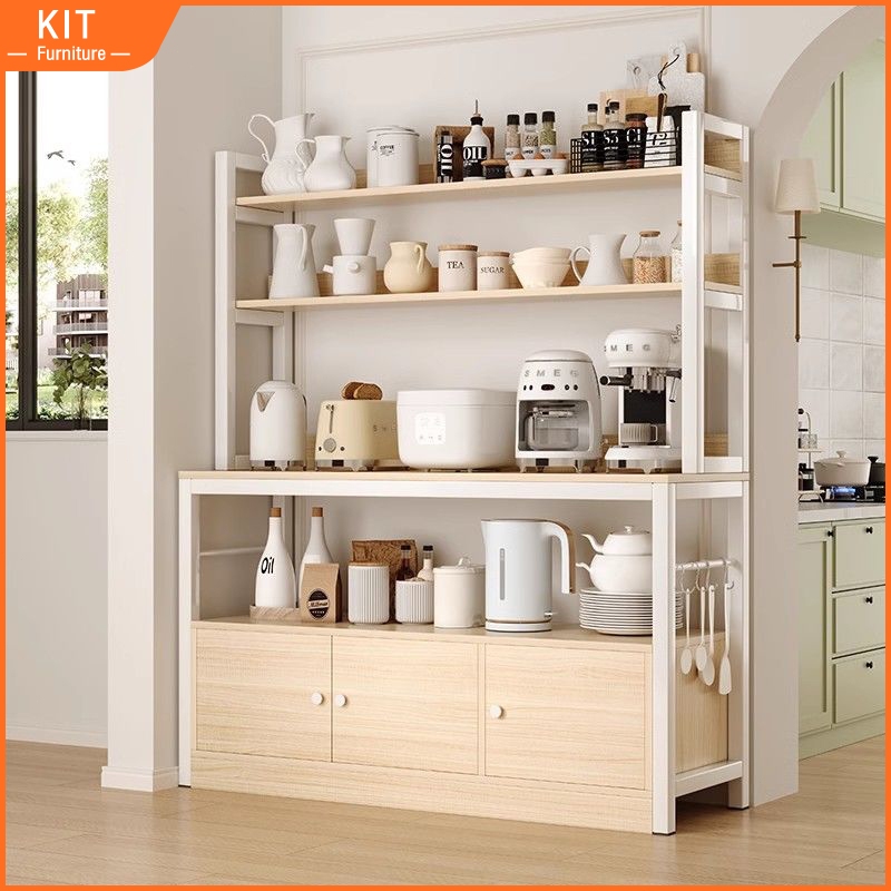 KIT 160cm ชั้นวางของในครัว ชนิดไม้+โครงเหล็ก kitchen organizer ชั้นวางอเนกประสงค์ เคาน์เตอร์ห้องครัว ขนาดใหญ่