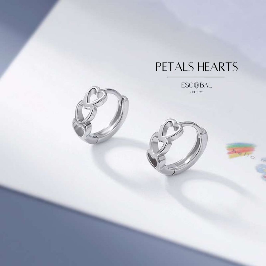 ESCOBAL ต่างหูเงิน Petals Hearts ตุ้มหูเงิน รักต่างหู ต่างหูแฟชั่น ต่างหูผู้หญิง Valentine วาเลนไทน์
