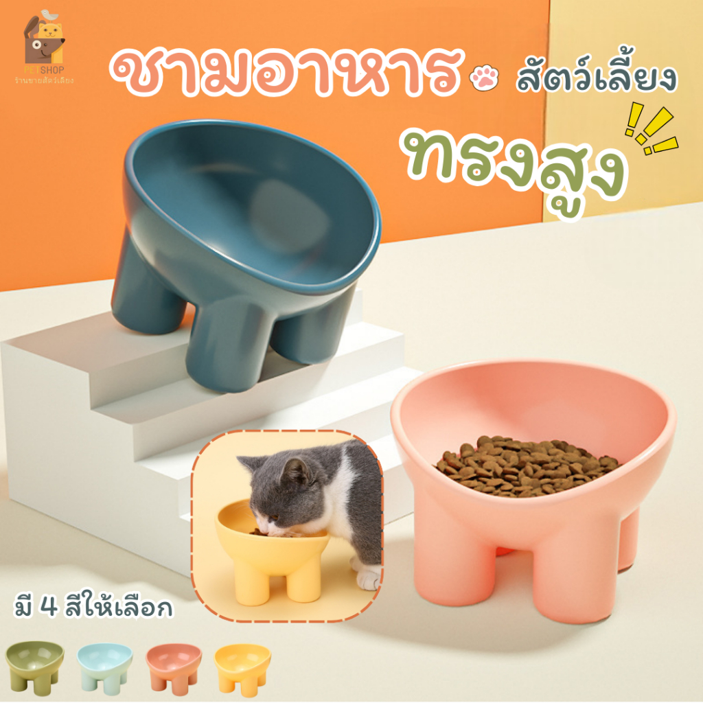 ชามอาหารสัตว์เลี้ยง ที่ใส่อาหาร ทรงสูง,เอียง ชามอาหารและน้ำ ชามสำหรับสัตว์เลี้ยง ถ้วยใส่อาหารสุนัข หมา แมว