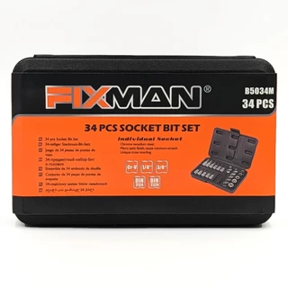 FIXMAN ลูกบล็อก 3/8" เดือยโผล่ 34 ชิ้น ลูกบล็อกดาว E & T 3 หุน ดอกจัน หัวจีบ ท็อกซ์ ดอกไขควงหัวท็อคมีรู