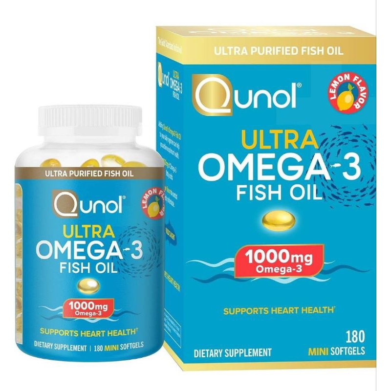 💥พร้อมส่ง💥Qunol Omega 3 Fish Oil, 1,000 mg. (180 Mini Softgels)