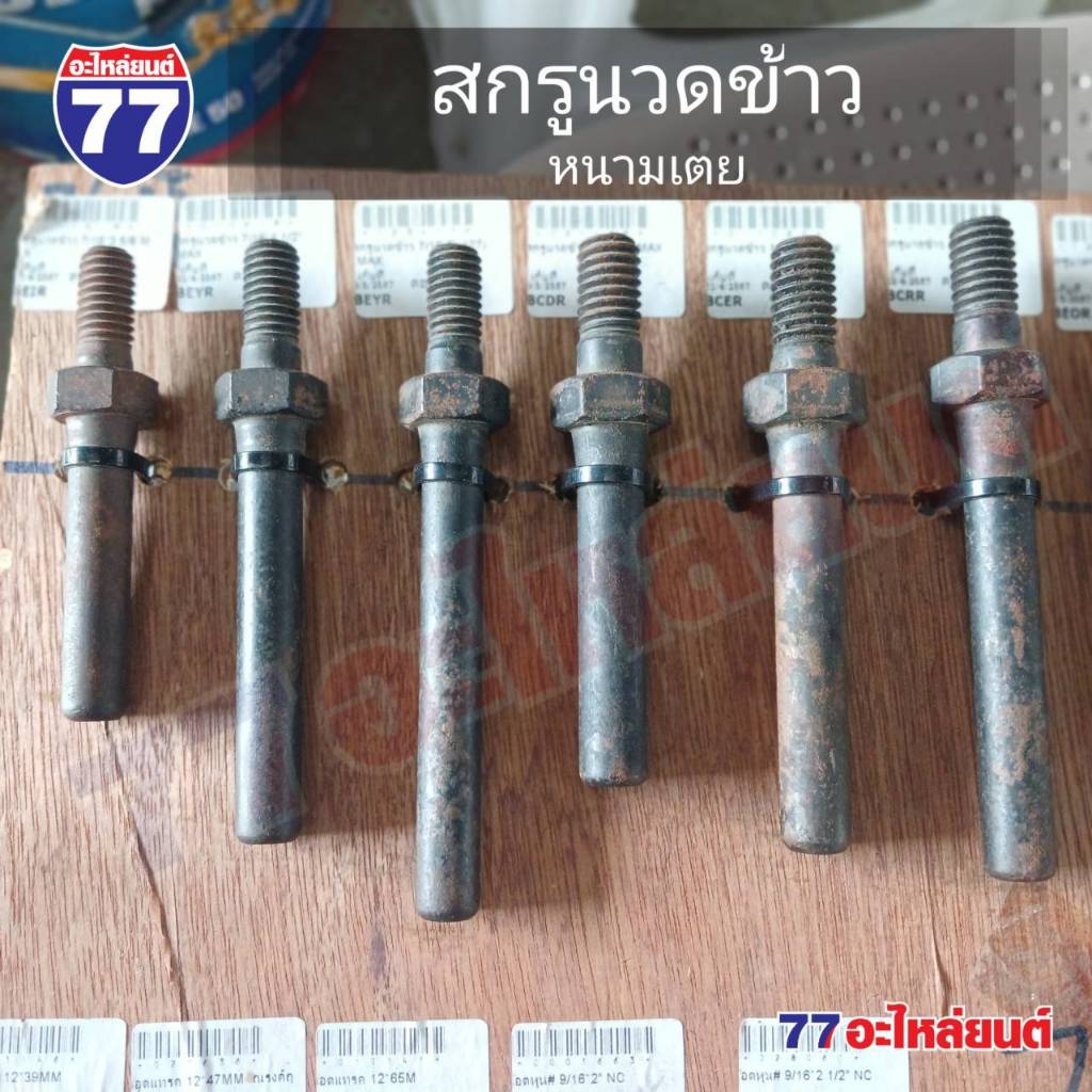 สกรูนวดข้าว หนามเตย โต 3หุนครึ่ง 7/16*3.5/8,7/16*4.1/2,7/16*5"  4หุน 1/2*10,1/2*118,1/2*127