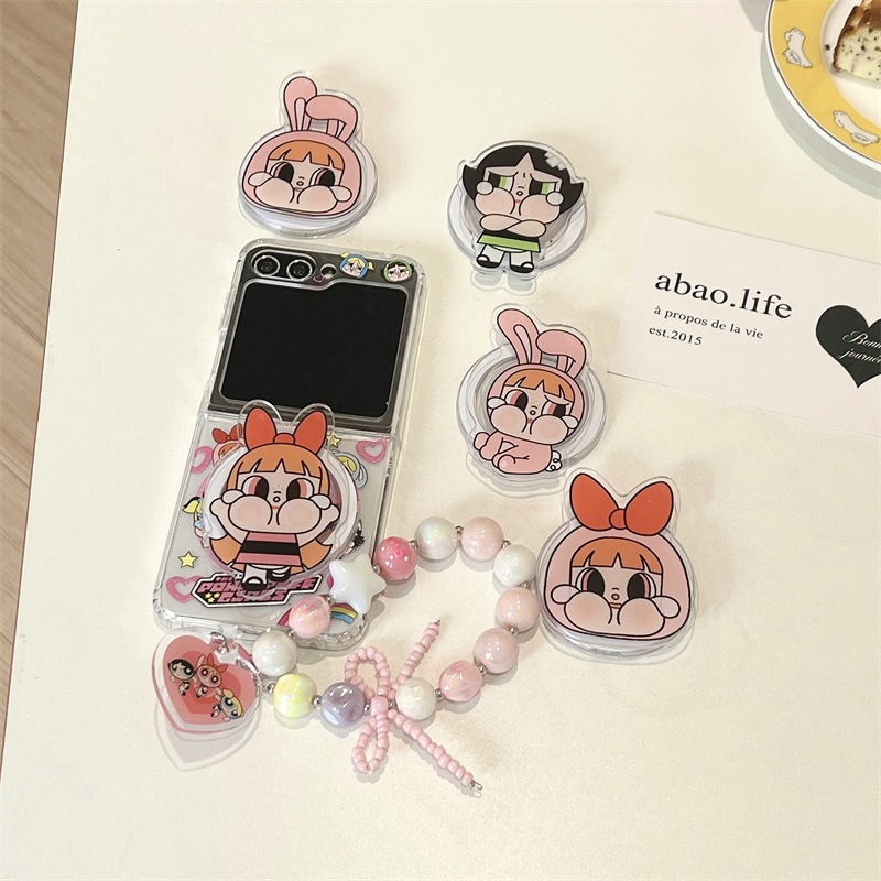 พร้อมส่งจากไทย ! เคสฟลิป CRYBABYxPowerpuff พร้อมกริ๊ปต็อคและคล้องมือ (2001) for Samsung Galaxy Z Flip6 Flip5 Flip4 Flip3 - รูปที่ 4