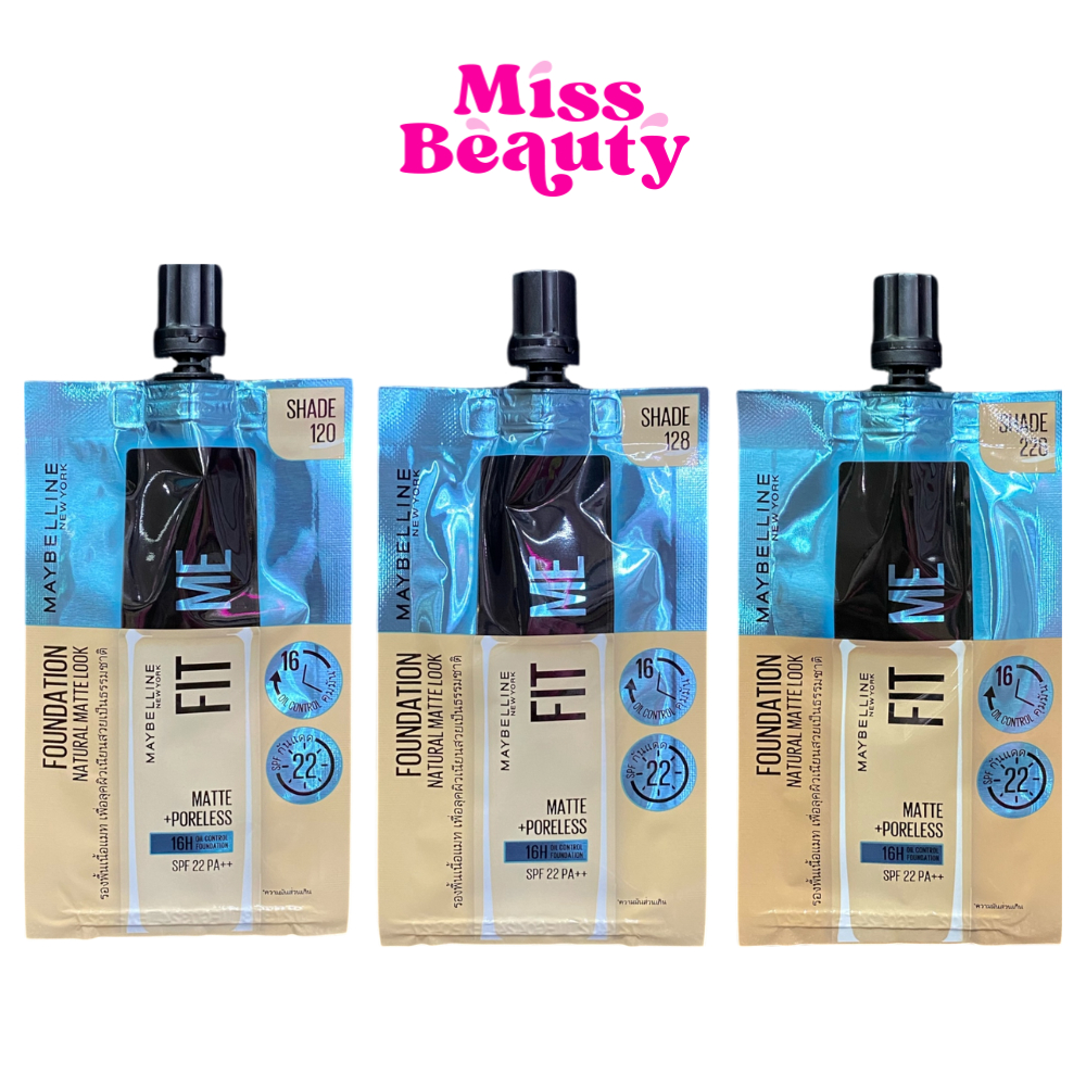 (1ซอง)รองพื้นซอง เมย์เบลลีน ฟิต มี แมท แอนด์ พอร์เลส ฟาวเดชั่น MAYBELLINE Fit me