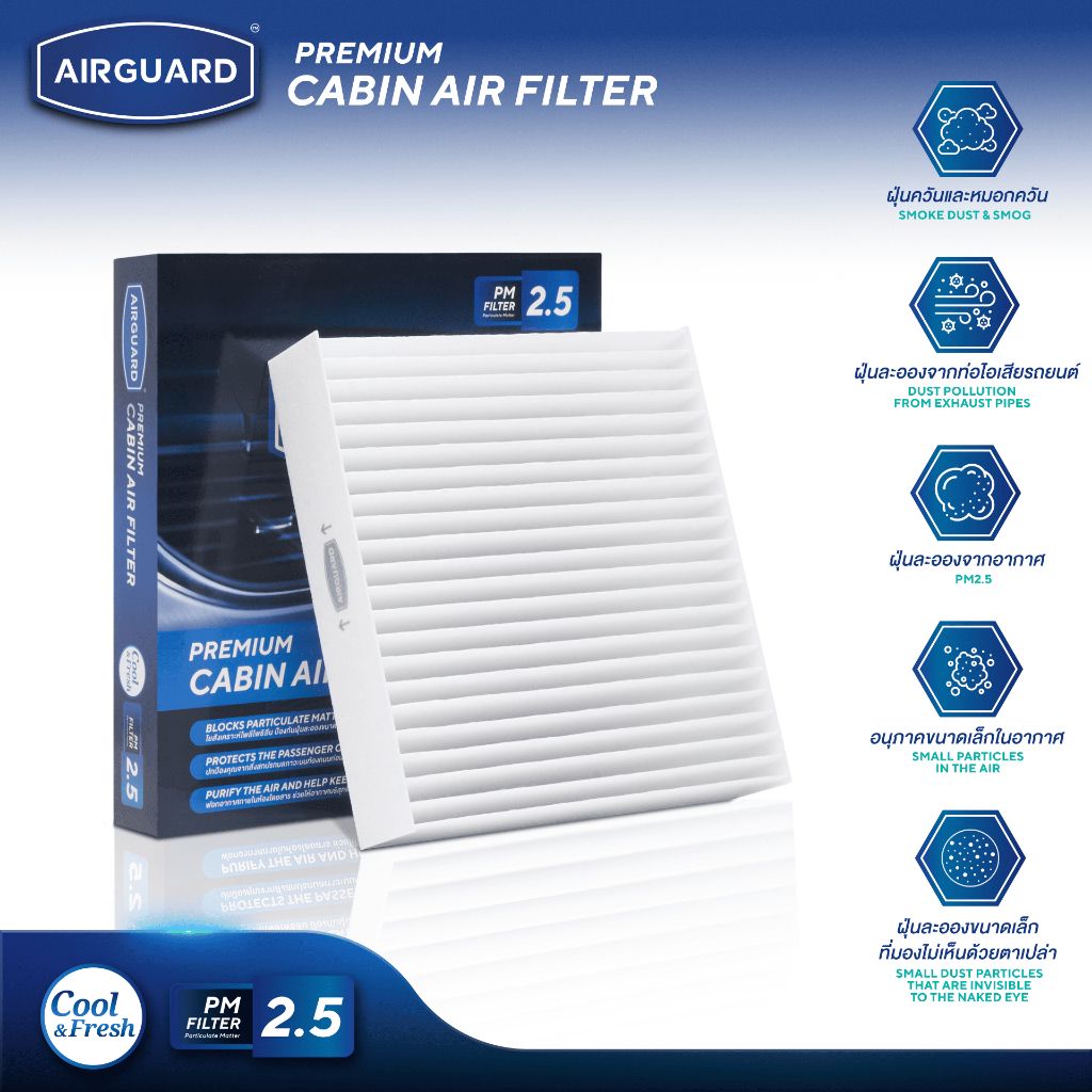 [PM2.5] AIRGUARD กรองแอร์ MG ZS / GS / HS / EP / ES / MG3 / MG5 / MG6 (เลือกตามรุ่นรถ)