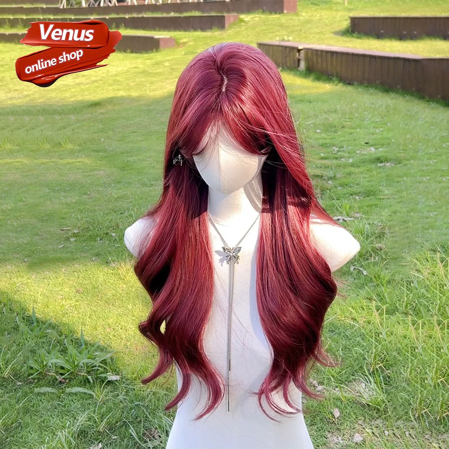 🔥จัดส่งตลอด 24 ชั่วโมง🔥Venus red long wig หญิง วิกผมหญิง วิกผมยาว วิก วิกผมลูกไม้ด้านหน้า วิกโลลิต้า วิกผมยาวลอน