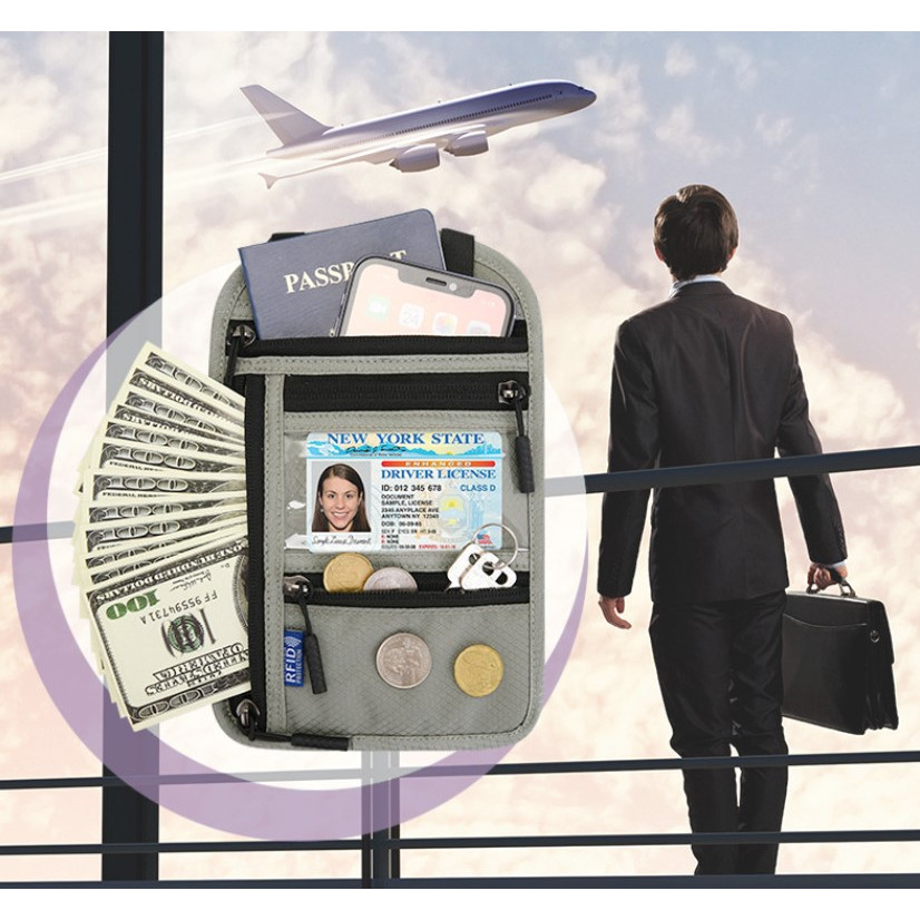 SMกระเป๋าใส่พาสปอร์ต พร้อมแผ่นป้องกันการสแกน RFID ใส่เอกสารการเดินทาง รุ่น WLP-1065 (W4-028) RFID จากร้านSmart Choices
