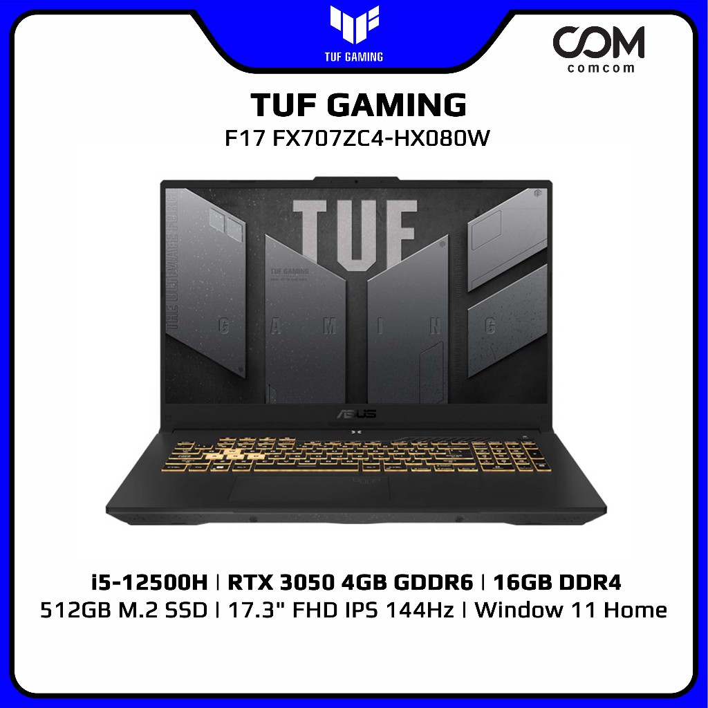NOTEBOOK (โน้ตบุ๊ค) ASUS TUF GAMING F17 FX707ZC4-HX080W BY COMCOM