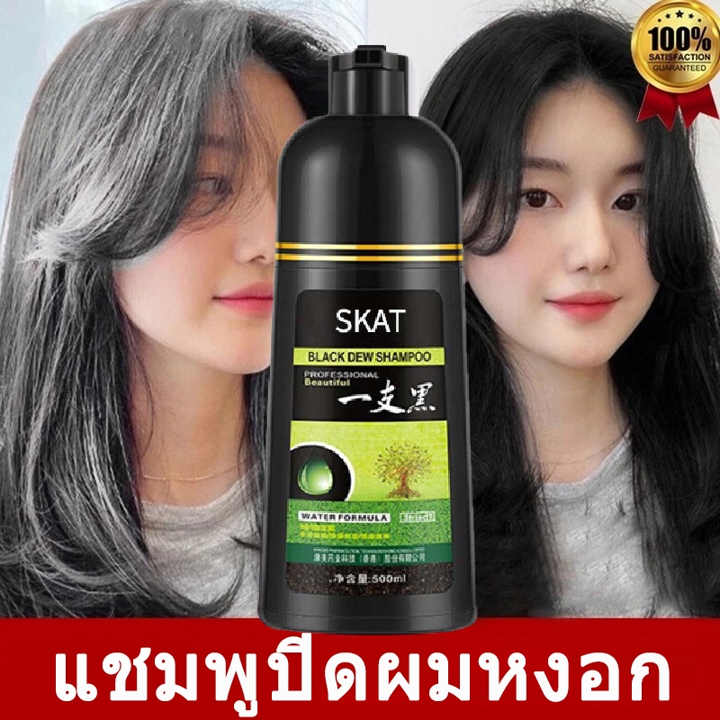 แชมพูปิดผมขาว แชมพูปิดผมหงอก สมุนไพร หยุดหงอก ไม่ต้องย้อมแค่สระ หงอกหายทันที ผมดำภายใน ลดหงอก ขจัดรังแค 500 ML