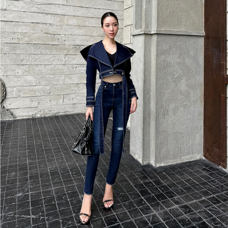 MOTTOM - CAKE High Rise Dark Skinny Jeans