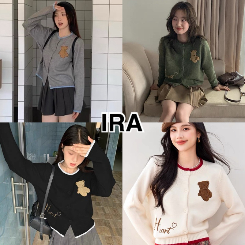 BY IRA (1938)เสื้อกันหนาวไหมพรมคาร์ดิแกน " เสื้อคาร์ดิแกนถักปักลายสีตัดกันน่ารักสำหรับผู้หญิงเสื้อคอกลมทรงหลวมดีไซน์ใหม่