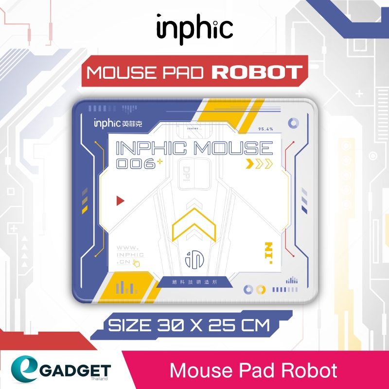 แผ่นรองเมาส์ Inphic Mouse Pad Robot พิมพ์ลายหุ่นยนต์ Robot ผิวสัมผัสดี ติดโต๊ะ พับได้ง่าย มีน้ำหนักเบา