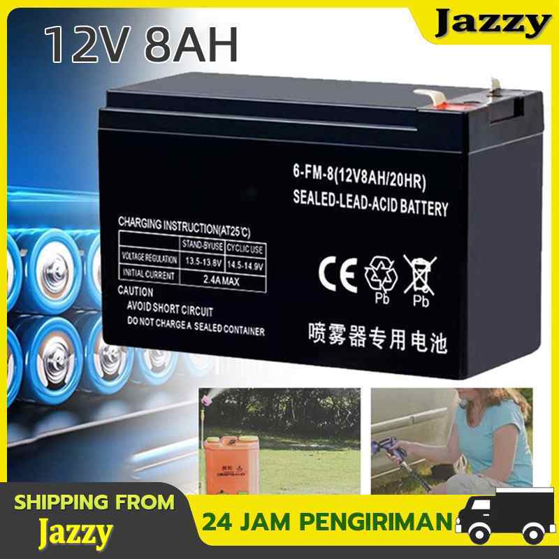 แบตเตอรี่ 12v 8ah แบตเตอรี่แห้ง แบตเตอรี่เครื่องสำรองไฟ แบตเครื่องพ่นยา 8 แอมป์ 12 โวล 8 A Dry Batte