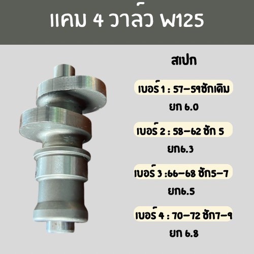 แคมแต่งW125 4วาล์ว การันตีความแรง แถมบูทแคมให้ทุกตัว