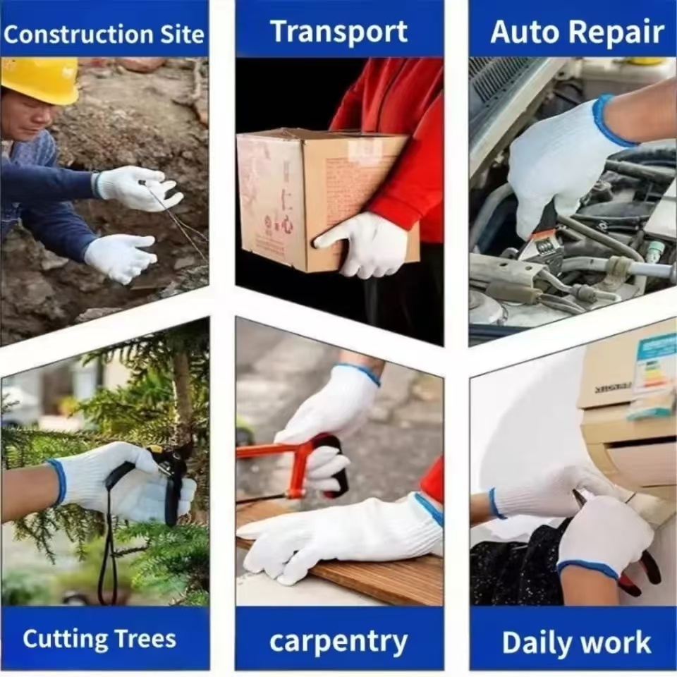 พร้อมส่ง ถุงมือผ้า ถุงมือทอผ้าฝ้าย 600g  อย่างหนา (สีขาว) 12คู่ ราคาถูก ถุงมือช่าง ถุงมือเกษตรกร