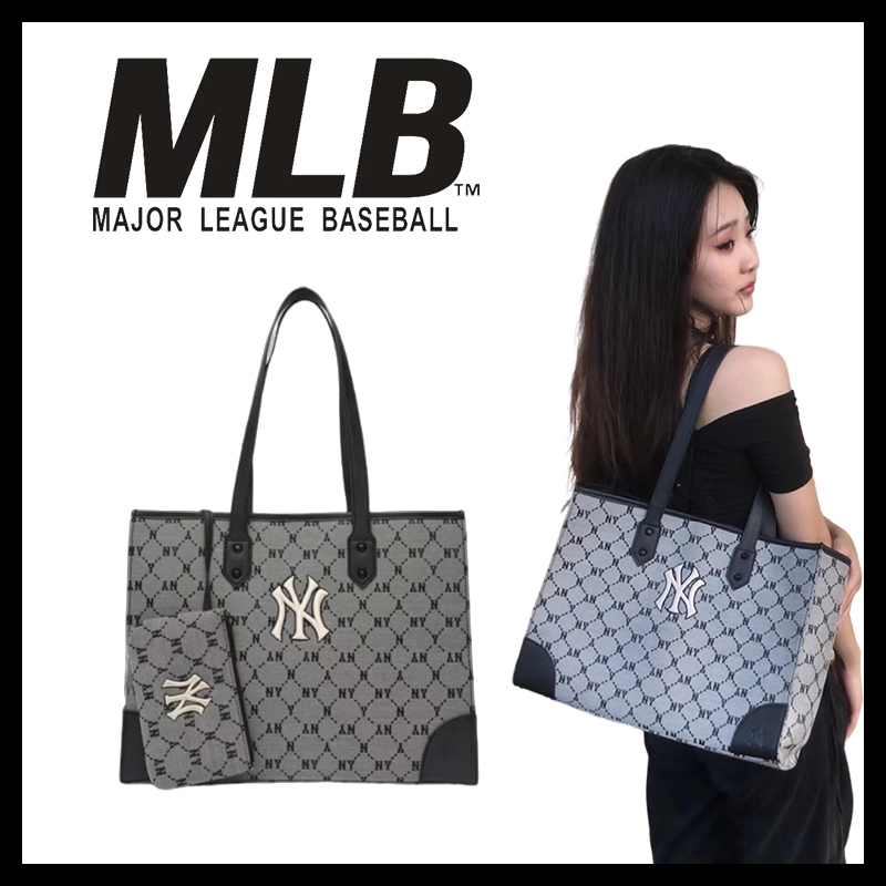 จัดส่งทันที MLB NY tote bag กระเป๋า mlb bag ใบใหญ่กระเป๋าสะพาย กระเป๋าแท้ tote bag ผู้หญิง mlb tote bag กระเป๋าถือ