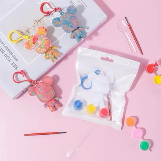 DIY พวงกุญแจหมี ชุดระบายสี ระบายสีเด็ก เซ็ตระบายสีรูปปั้นหมีสุดน่ารัก