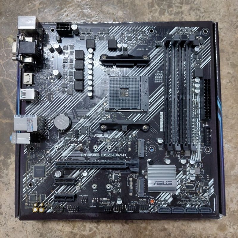 เมนบอร์ดมือสอง ASUS PRIME B550M-K AM4 สภาพดีมีกล่องมีฝาหลัง
