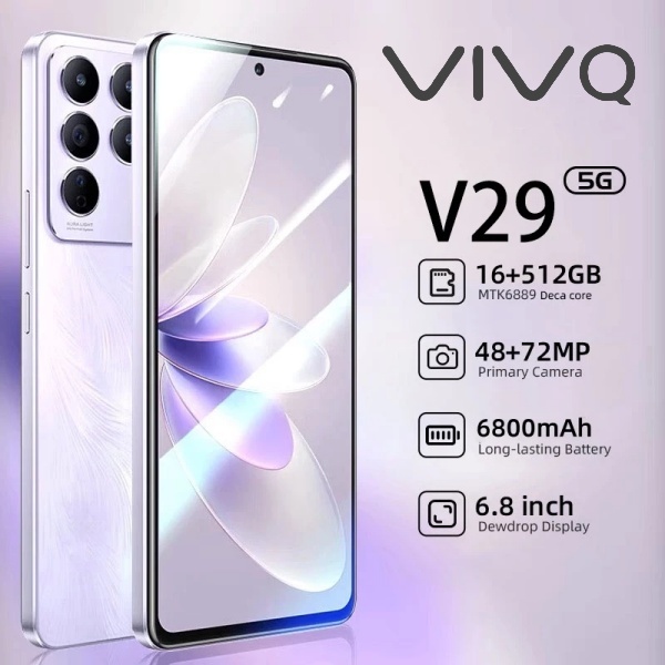 โทรศัพท์มือถือ V29 5G แรม16GBรอม512GB รองรับ2 ซิมการ์ด6.8นิ้วหน้าจอเต็ม รองรับการจดจําใบหน้าโทรศัพท์ถูกๆ