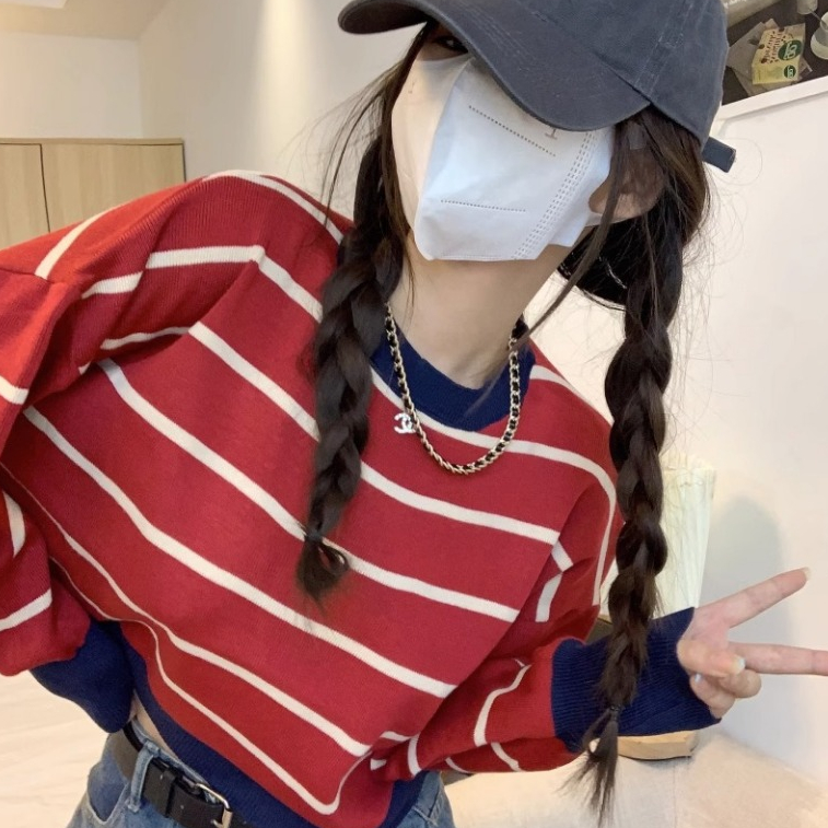 พร้อมส่งในไทย** เสื้อกันหนาวแขนยาวไหมพรม ลายพราง หนานุ่มใส่สบายสำหรับหน้าหนาว Y149