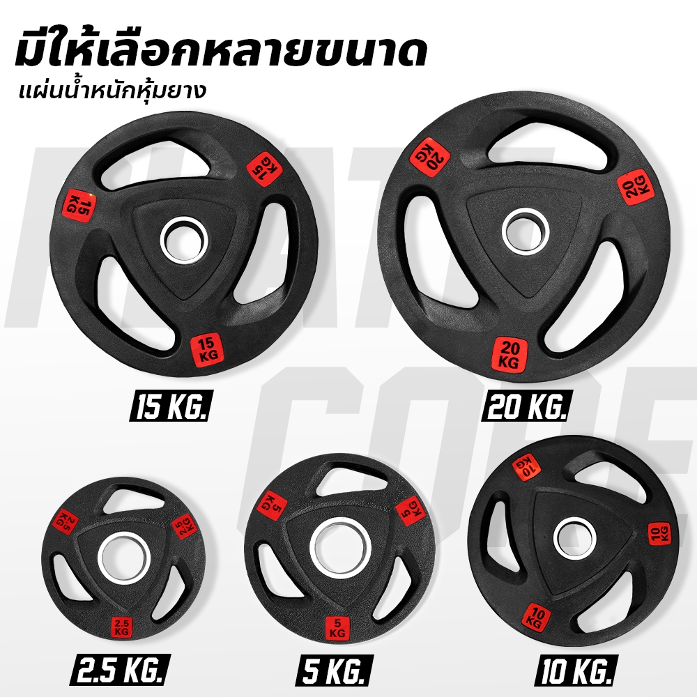 แผ่นน้ำหนักหุ้มยาง CORE PLATE ดัมเบล บาร์เบล Olympic 2 นิ้ว ราคาต่อ 1 แผ่น