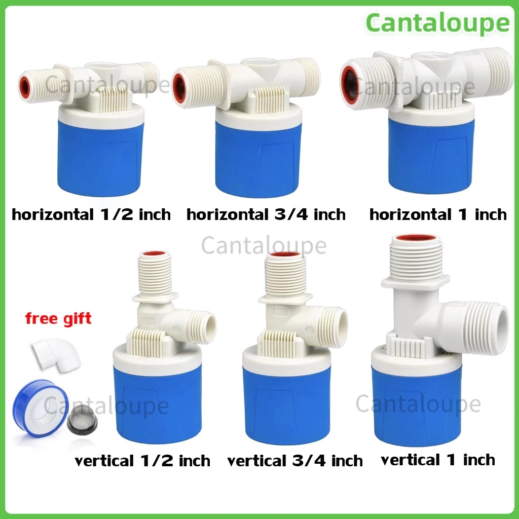 ลูกลอยควบคุมน้ำอัตโนมัติขนาด 1/2" 3/4" และ 1" สีฟ้าพลาสติกอย่างดี ทางน้ำออกมีงอ 90 แถม