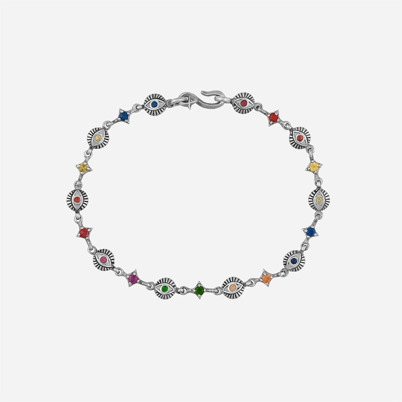 THIRD EYE 925 SILVER MULITCOLOR GEMS BRACELET