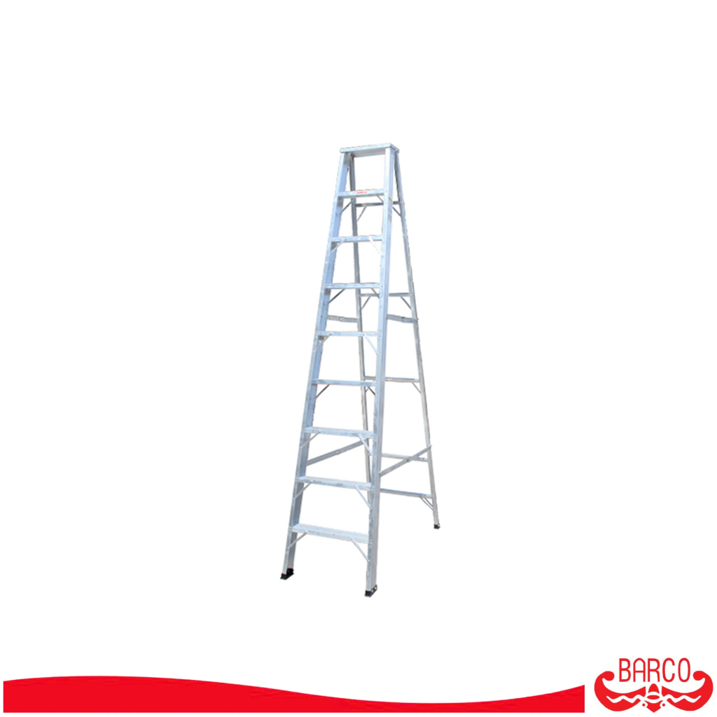 BARCO บันไดอลูมิเนียมทรงเอ ขึ้นทางเดียว 9 ขั้น 2.7 ม.