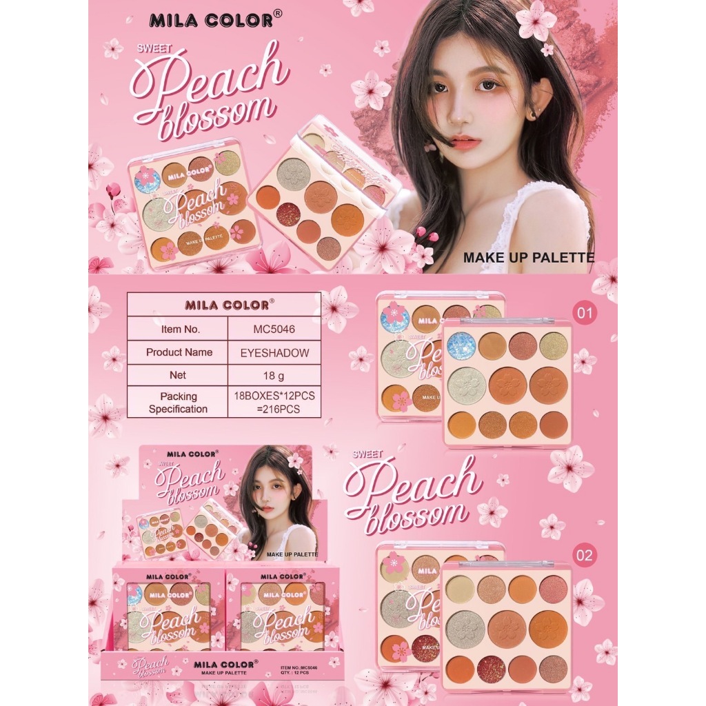 (MC5046) MILA COLOR Sweet Peach Eyeshadow อายแชโดว์ พาเลทตา 11 สี มีเนื้อแมทและเนื้อชิมเมอร์ สีสวย ติดทนนาน (ขนาด 18 ก.)