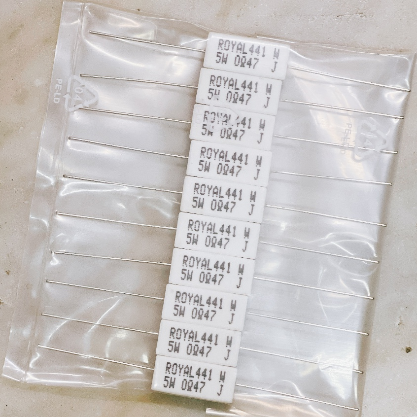 Resistor ตัวต้านทาน R 5W ค่า 0E47 ยี่ห้อ Royal-Ohm