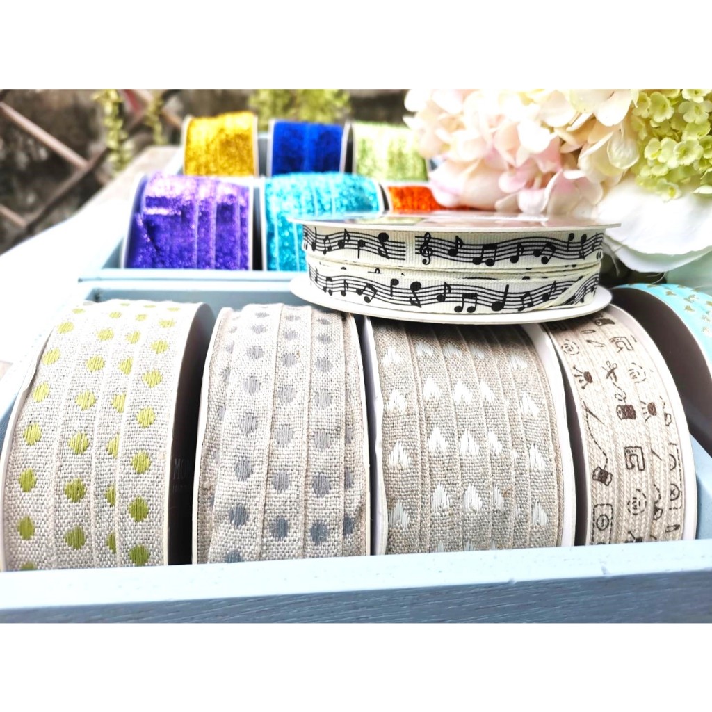 🌿 ริบบิ้น (1cm.-005) สีนู๊ด เอิร์ธโทน สำหรับทำสายคล้อง ราคาต่อหลา 🌿