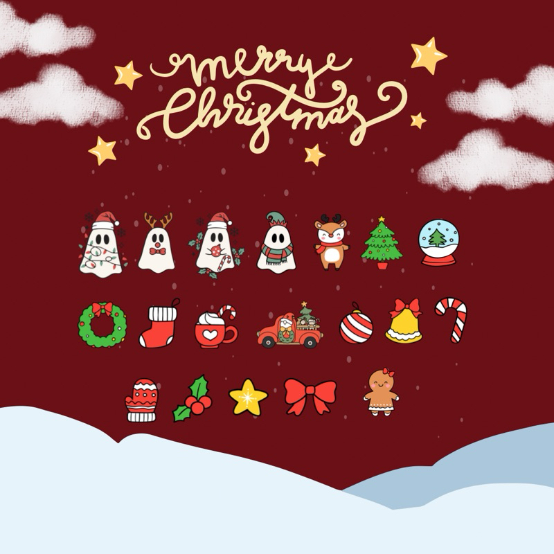 Christmas tattoos set (19 ชิ้น)
