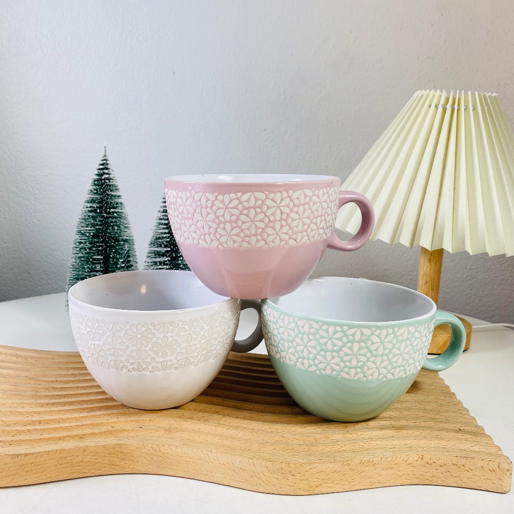 แก้วกาแฟ แก้วมัค ใบใหญ่ กว้าง12cm สูง8.7cm.