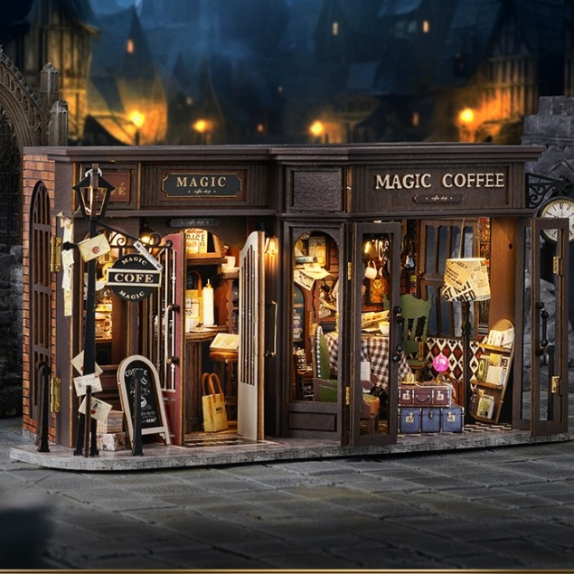 ส่งด่วนกทม.   บ้านตุ๊กตา DIY ประกอบเอง Vintage Coffee Shop เปิดหน้าได้ ของเล่น CUTE ROOM F-041 ราคา ถูกที่สุด ดีลบีเคเค
