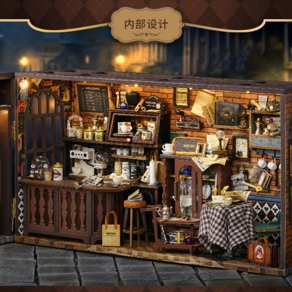 ส่งด่วนกทม.   บ้านตุ๊กตา DIY ประกอบเอง Vintage Coffee Shop เปิดหน้าได้ ของเล่น CUTE ROOM F-041 ราคา ถูกที่สุด ดีลบีเคเค แกลเลอรีภาพที่ 4