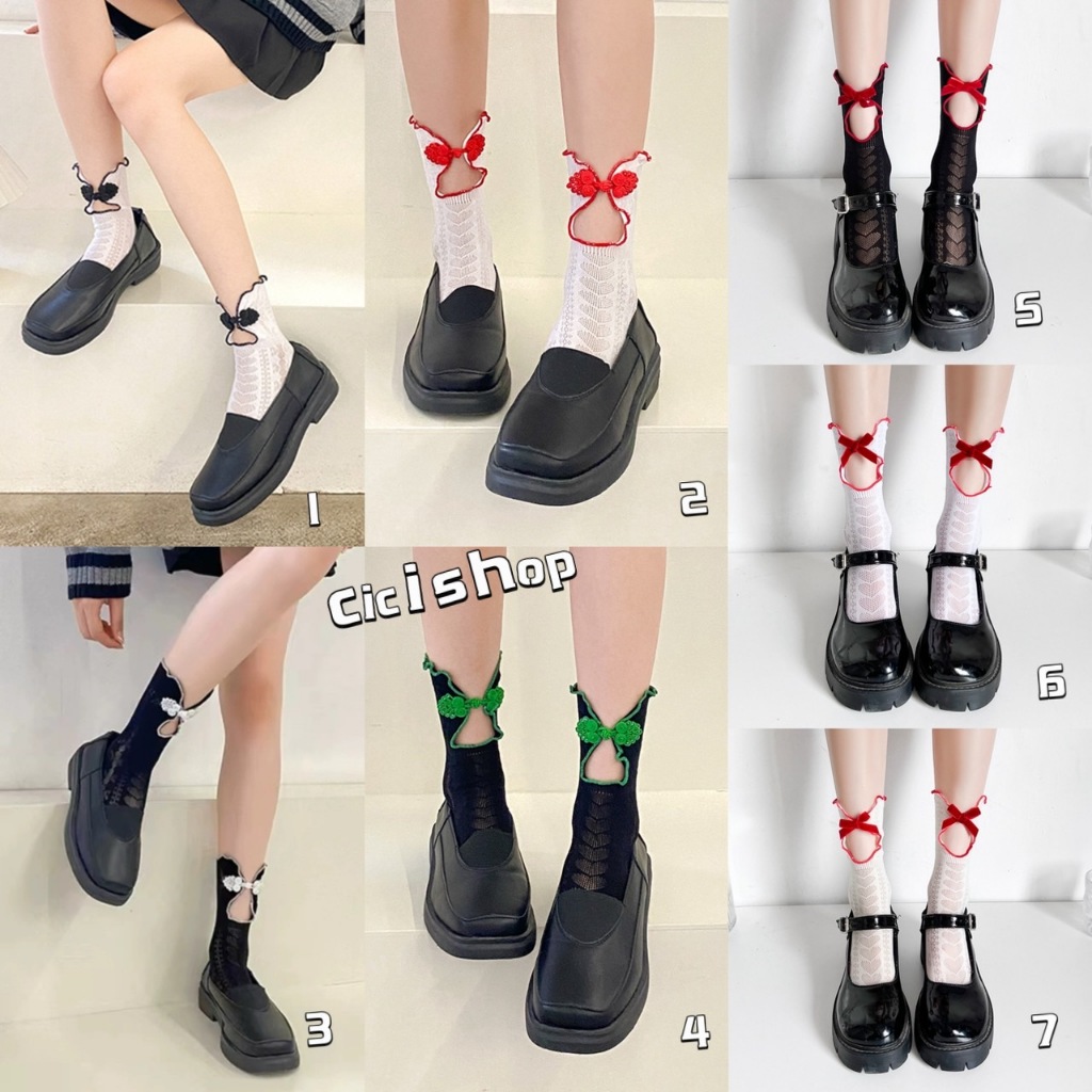 Cicishop(WT96)ถุงเท้ายาว/สั้น ลายน่ารัก สไตล์เกาหลี ญี่ปุ่น ใส่สบาย