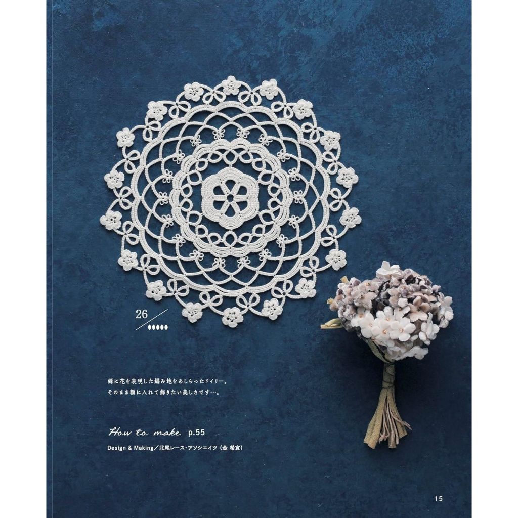 หนังสือญี่ปุ่น-  Tatting lace motifs and doilies  9784529072168