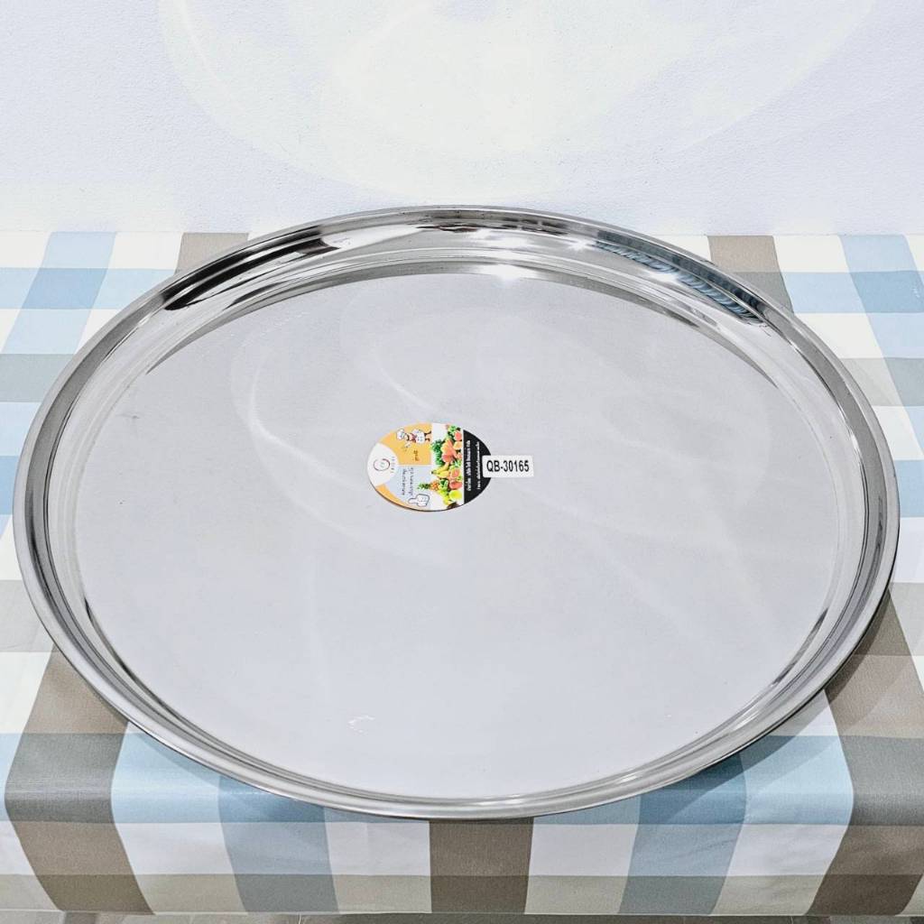 ถาดสแตนเลส ถาดเสริฟ ถาดกลม ถาด (หนา) ขนาด 40/45/50/55/60/65/70 ซม.(ตราTK)