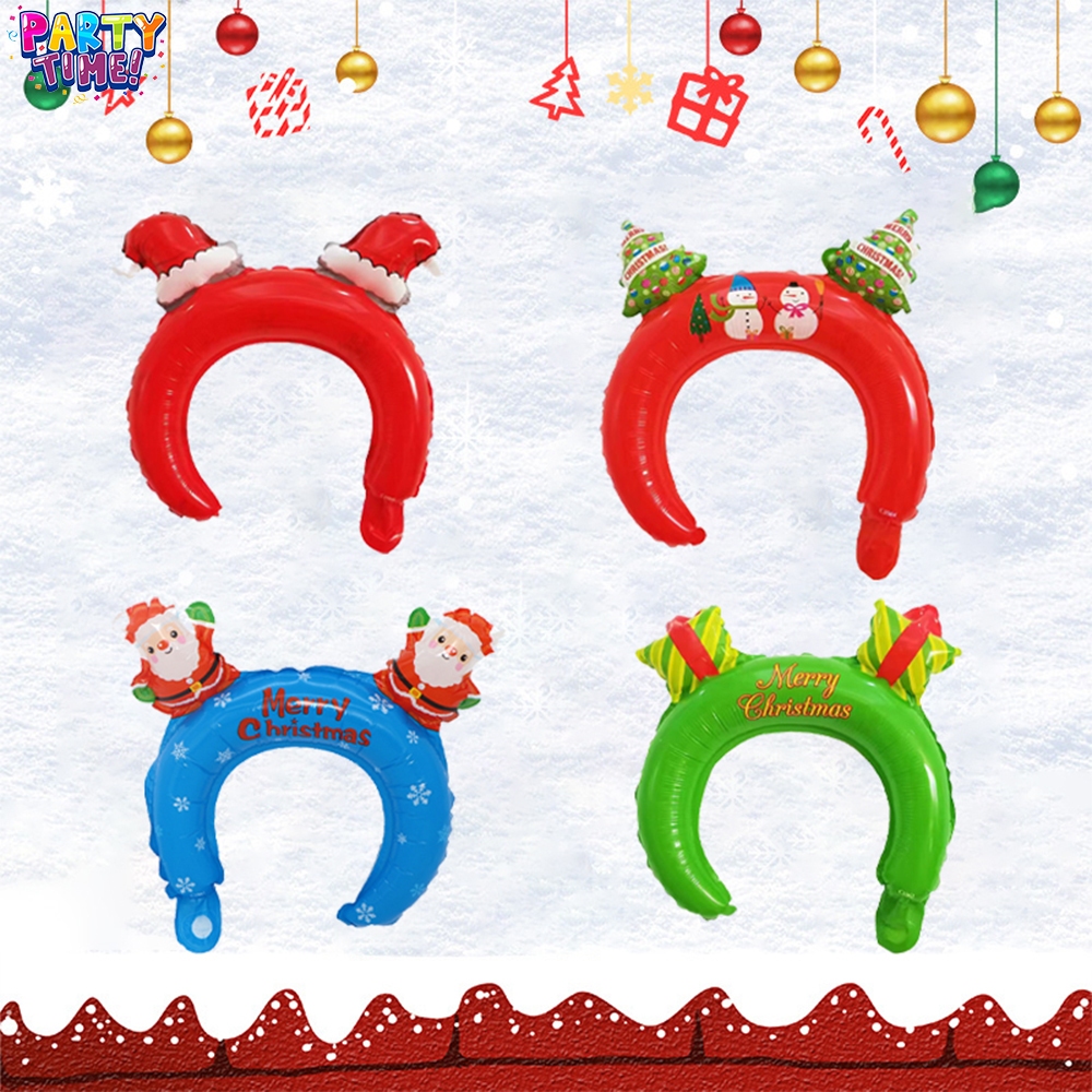 Big Party ที่คาดผมซานตาคลอส Snowman ที่คาดผมอลูมิเนียมฟิล์มบอลลูนปาร์ตี้วันหยุดคริสต์มาสของเล่นเด็กที่คาดผมบอลลูนเหตุก