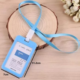 ที่ใส่บัตรทำงานใสสองด้าน ที่ใส่บัตรทำงาน ฟิล์มกันรอยบัตรกันน้ำและทนทาน แนวตั้ง/แนวนอน ที่ใส่บัตร+สายคล้องคอ กรอบบัตรPP