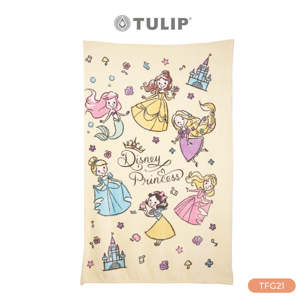 Tulip Fleece Princess ผ้าห่มขนแกะเทียม TFG21 ลายเจ้าหญิง ลิขสิทธิ์แท้จากดิสนีย์ ผ้าห่มฟลีซ สัมผัสนุ่มพกพาสะดวก