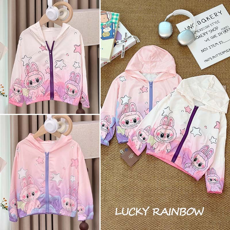 Lucky Rainbow เสื้อแขนยาวแจ็กเก็ตลูกสาว มีฮู้ด ลายลาบูบู้ เสื้อคลุมเด็กน่ารัก สไตล์เกาหลี