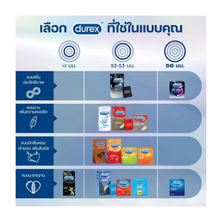 💥รวมฮิต💥ดูเร็กซ์ Durex Condom ถุงยางอนามัยดูเร็กซ์ หลายสัมผัสหลายไซส์ (ขนาด49 - 56 มม.) คละได้