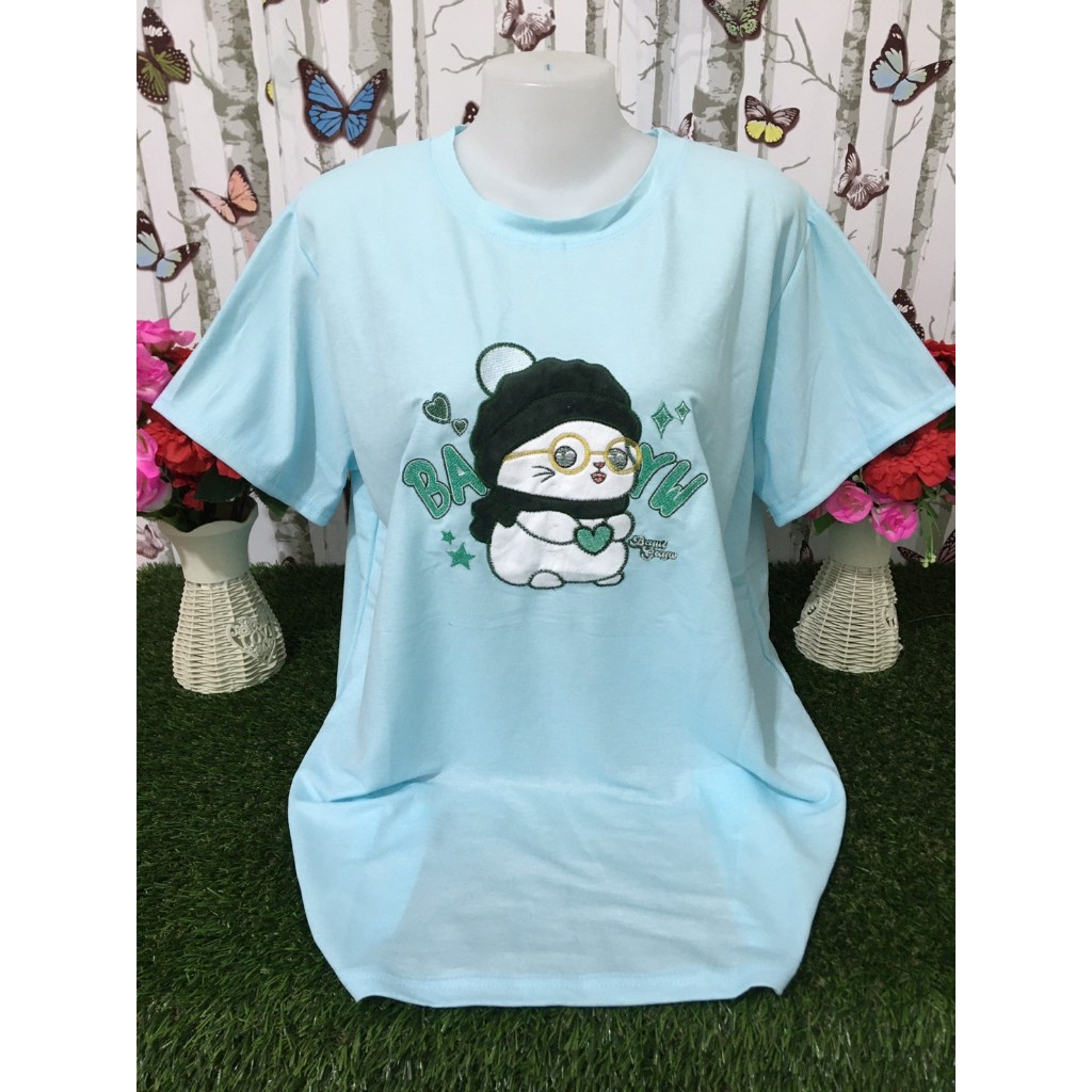 เสื้อยืดผู้หญิง สาวอวบ  เสื้อผ้าผู้หญฺิง แขนสั้น คอกลม รอบอก 48-50นิ้ว รุ่น2511-แมว