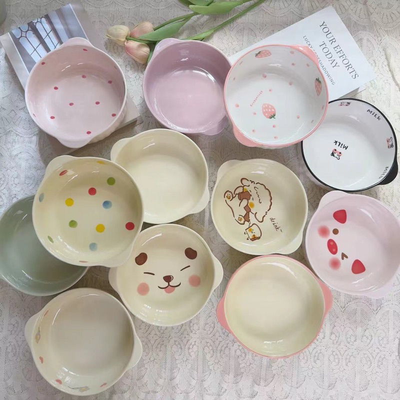 ถ้วยลายน่ารัก ถ้วยซุป สีพาสเทล ขนาด 7.5*2.25 นิ้ว