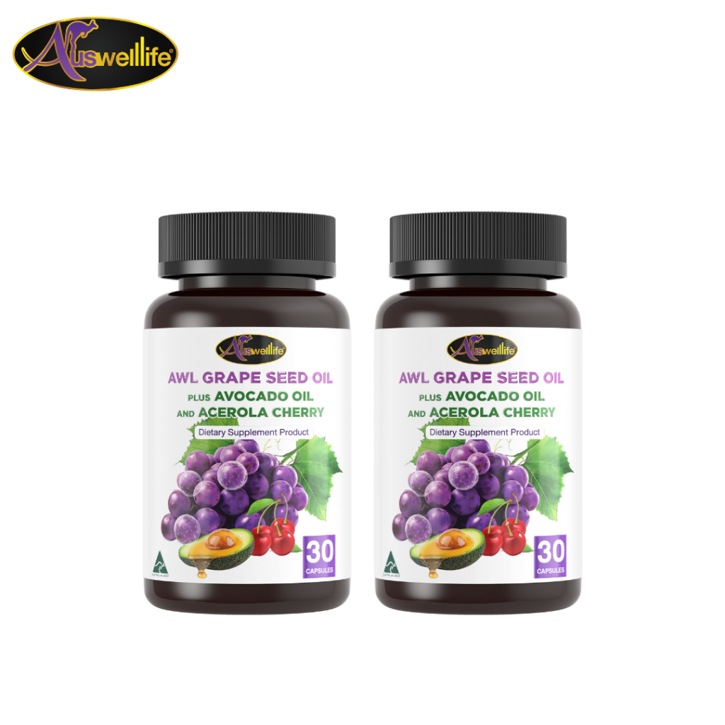 [พิเศษ 2 กระปุก] AWL Grape Seed Oil + Avocado oil & Acerola Cherry บำรุงผิว 30 แคปซูล