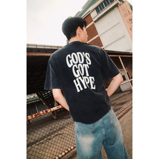Hype It - God's Got Hype T-Shirt (Black Bleached) เสื้อฟอก เ…
