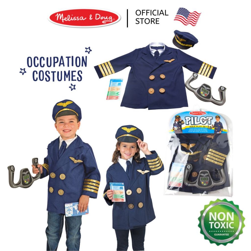 (ของแท้ USA) ฟรีไซส์ เด็กสูง 100-140 cm ชุดนักดับเพลิง ชุดแฟนซีเด็ก Role Play Costume Pilot 8500