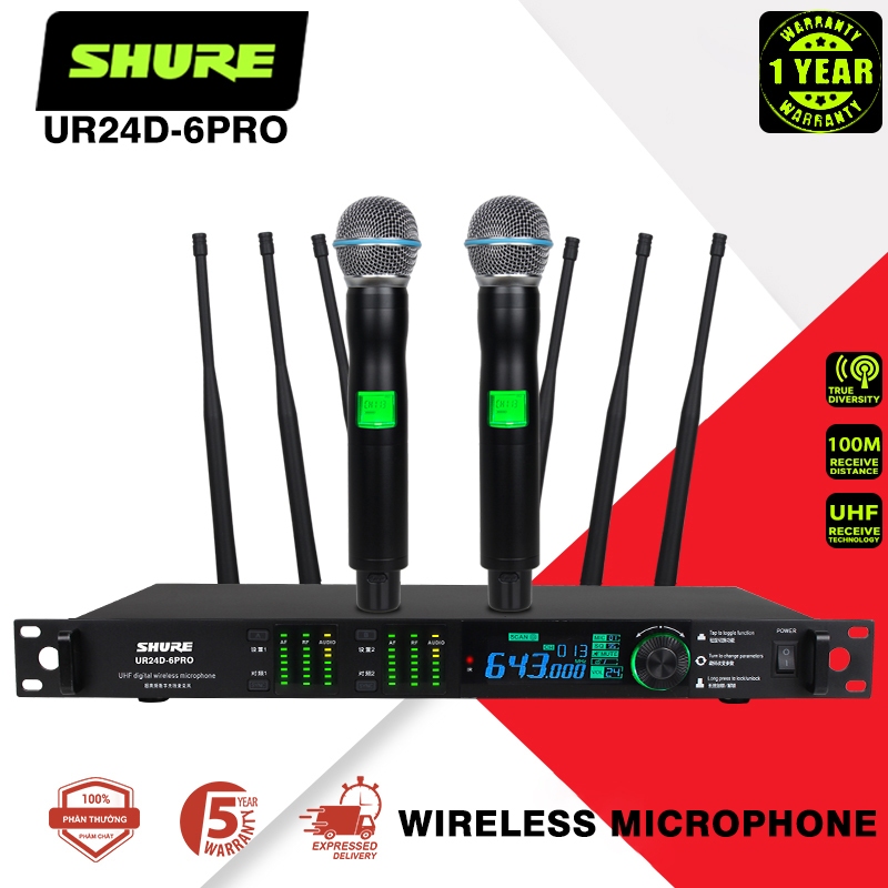 shure UR24D-6PRO ไมโครโฟนไร้สายระดับมืออาชีพ เสียงคมชัด ป้องกันการรบกวน และการรับสัญญาณที่เสถียร